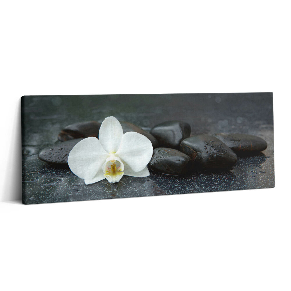 Print pe canvas 125x50 Pietre Zen cu flori albe
