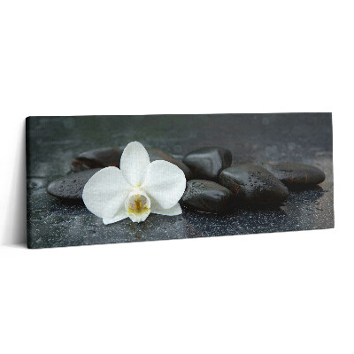 Print pe canvas 125x50 Pietre Zen cu flori albe