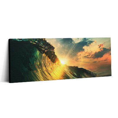 Print pe canvas 125x50 Valul mării și apusul soarelui