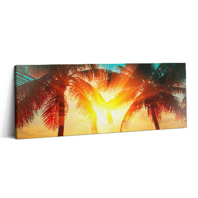 Print pe canvas 125x50 Vedere de vacanță - Palmieri la apus