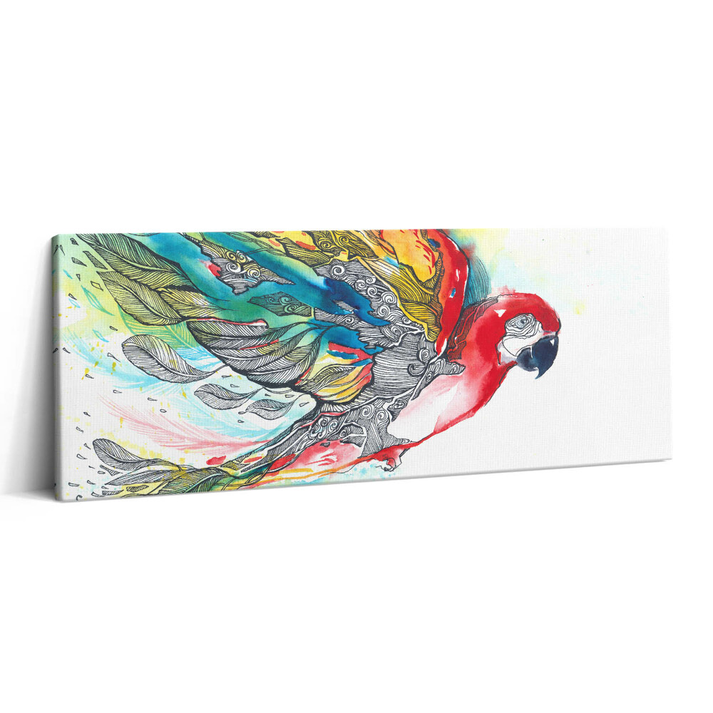 Print pe canvas 125x50 Papagal colorat în acuarelă în zbor