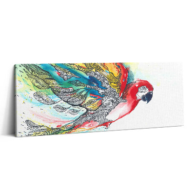 Print pe canvas 125x50 Papagal colorat în acuarelă în zbor