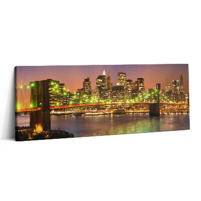 Print pe canvas 125x50 Podul Brooklyn noaptea