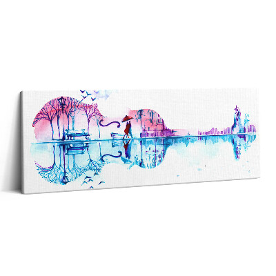 Print pe canvas 125x50 Pictând violoncelul cu parcul