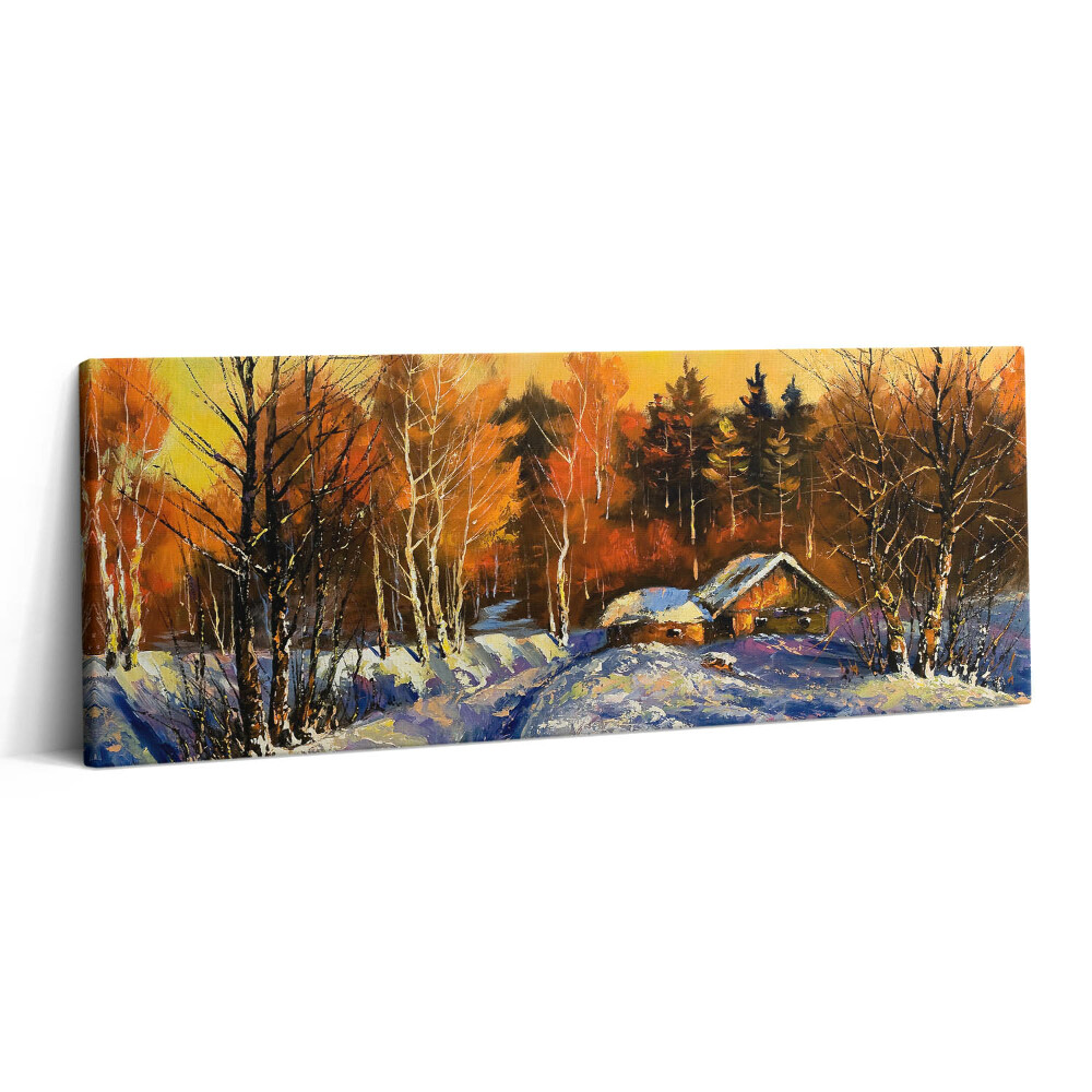 Print pe canvas 125x50 Seară în satul de iarnă