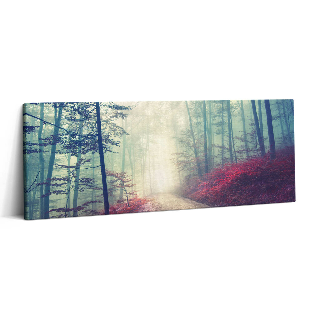 Print pe canvas 125x50 Drum în pădurea cețoasă de toamnă