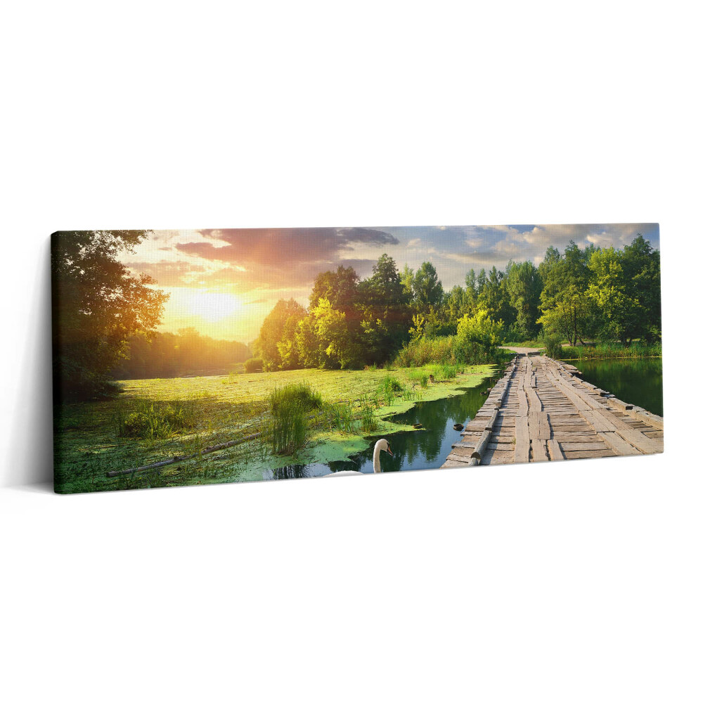 Print pe canvas 125x50 Lebădă la apus