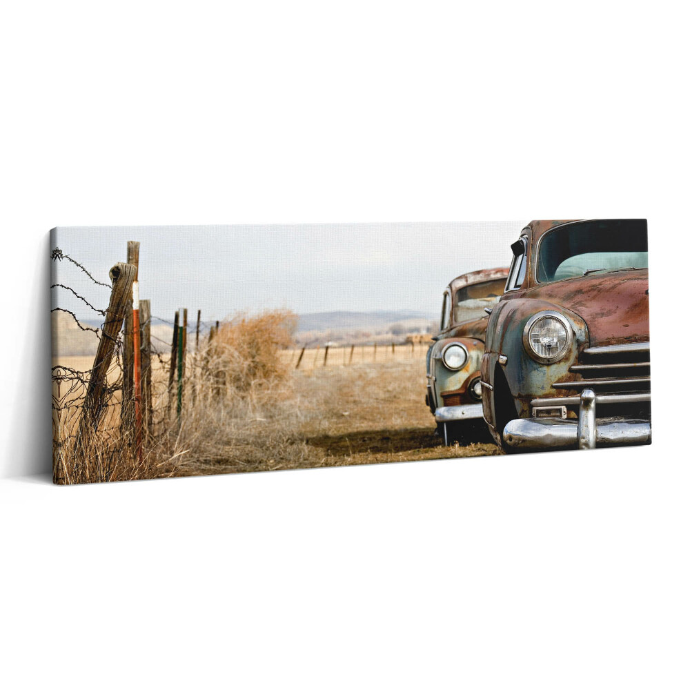 Print pe canvas 125x50 Mașini vechi abandonate