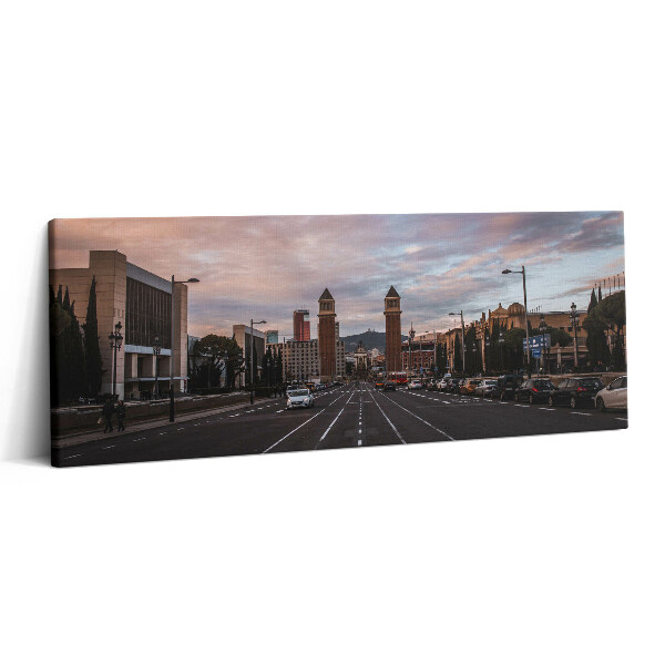 Print pe canvas 125x50 Vedere a drumului de la Barcelona la Tibidabo