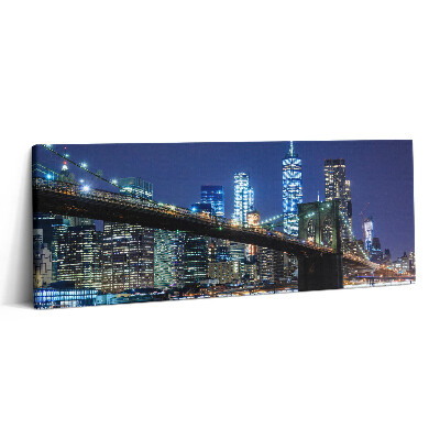 Print pe canvas 125x50 Podul Brooklyn din New York noaptea