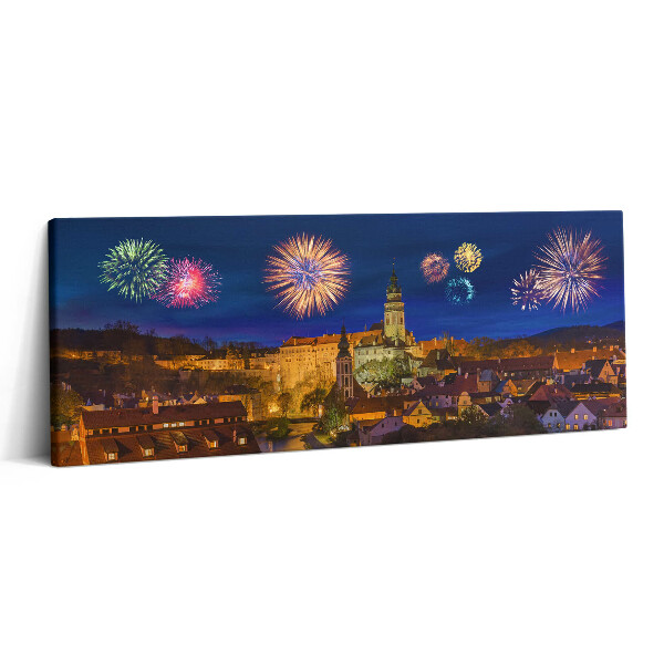 Print pe canvas 125x50 Focuri de artificii Krumlov Republica Cehă