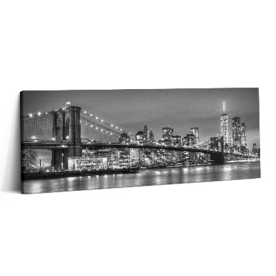 Print pe canvas 125x50 Podul Brooklyn din New York noaptea