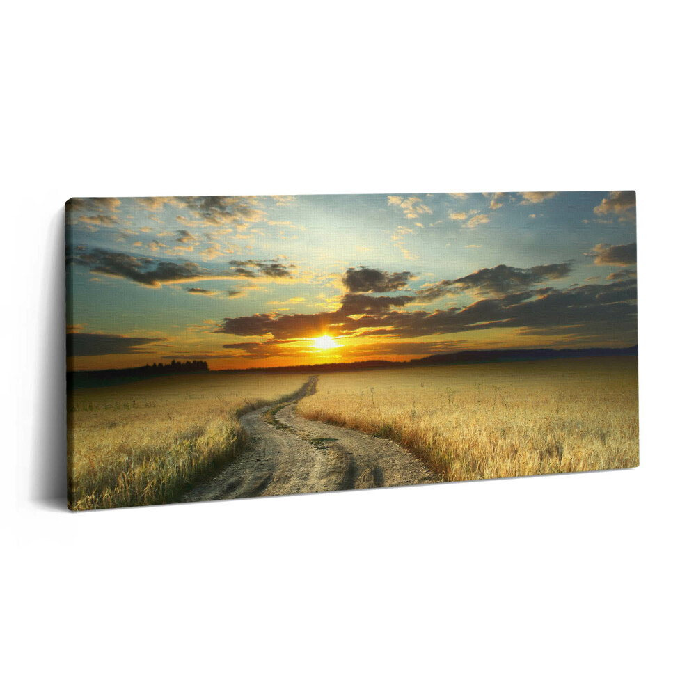 Print pe pânză 140x70 Drum de pământ și apus de soare