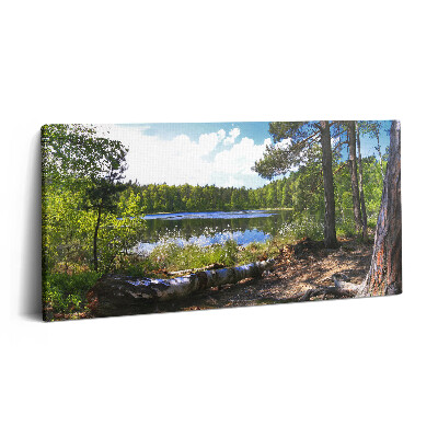 Print pe pânză 140x70 Vedere a lacului în pădure