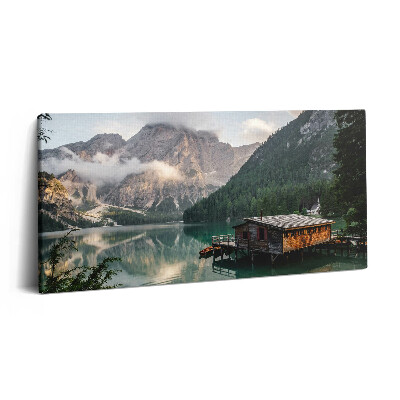 Print pe pânză 140x70 Casă la lac în munți