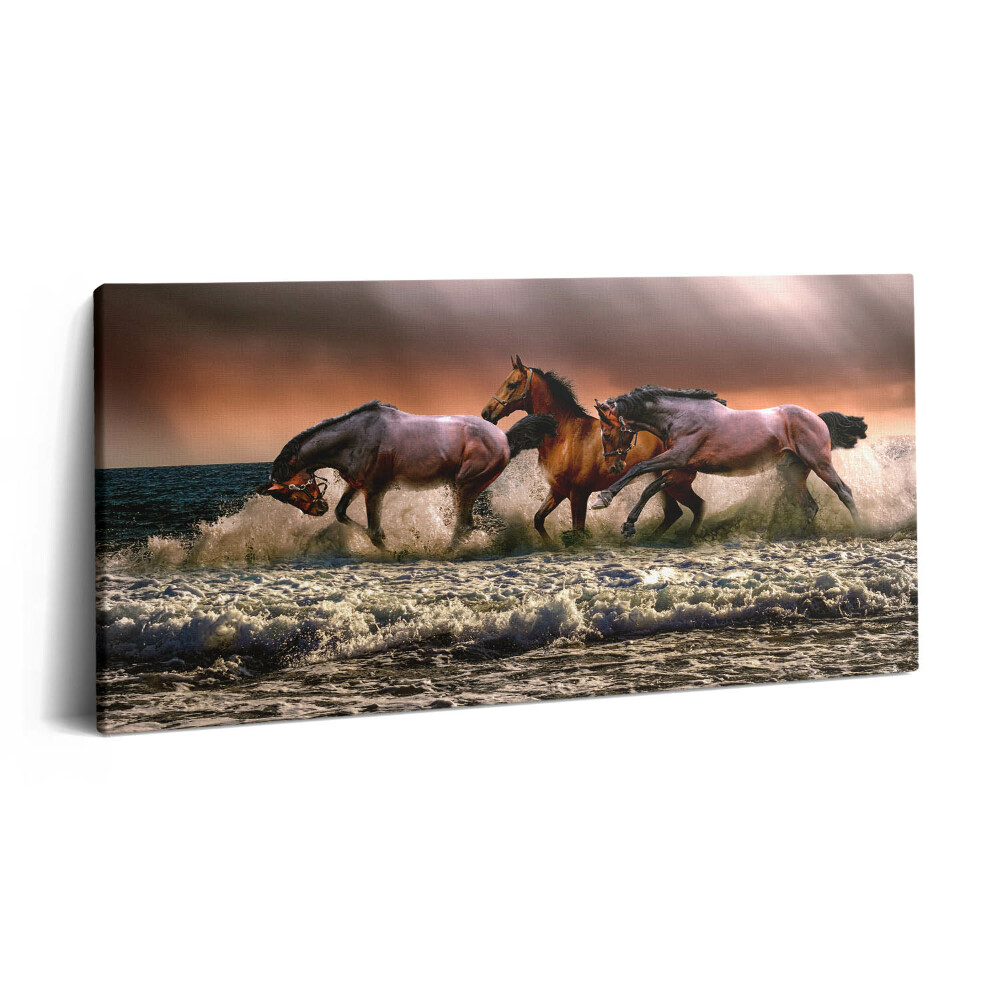 Print pe pânză 140x70 Caii au căzut în apă
