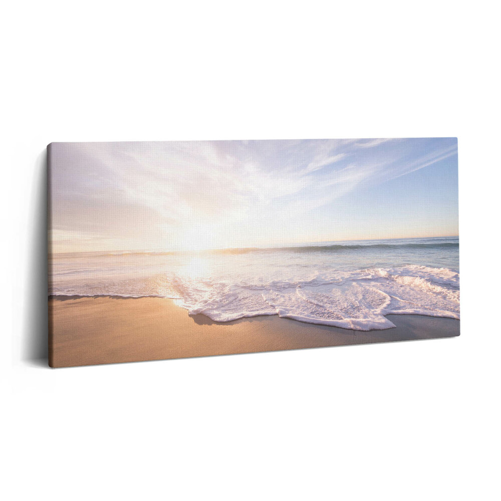 Print pe pânză 140x70 Răsărit de soare peste plajă și mare