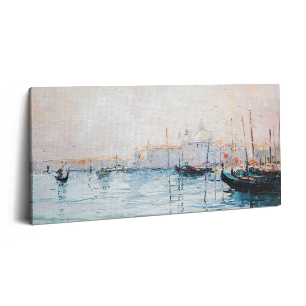 Print pe pânză 140x70 Pictură în ulei cu gondole venețiene