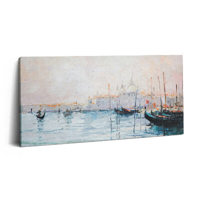 Print pe pânză 140x70 Pictură în ulei cu gondole venețiene