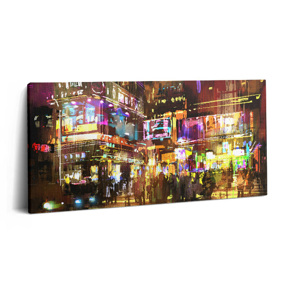 Print pe pânză 140x70 Ilustrație a orașului nocturn - Străzi moderne
