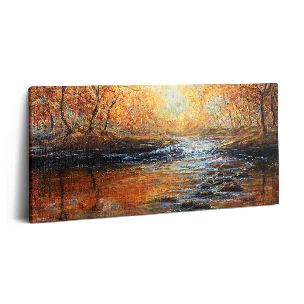 Print pe pânză 140x70 Pădure de toamnă pictată cu vopsele