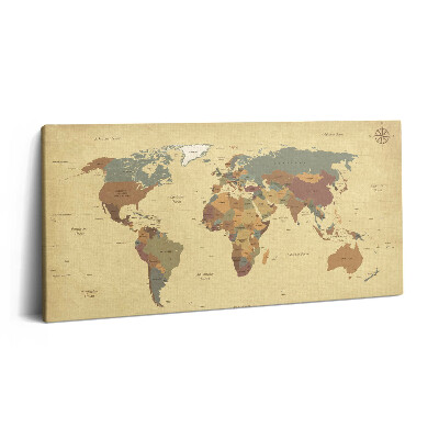 Print pe pânză 140x70 Hartă a lumii vintage