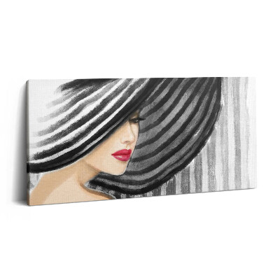 Print pe pânză 140x70 Femeie cu pălărie