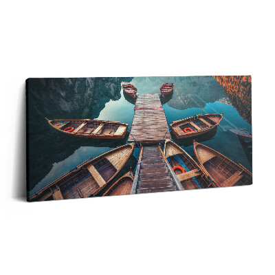 Print pe pânză 140x70 Digul și Lacul Pragser Wildsee