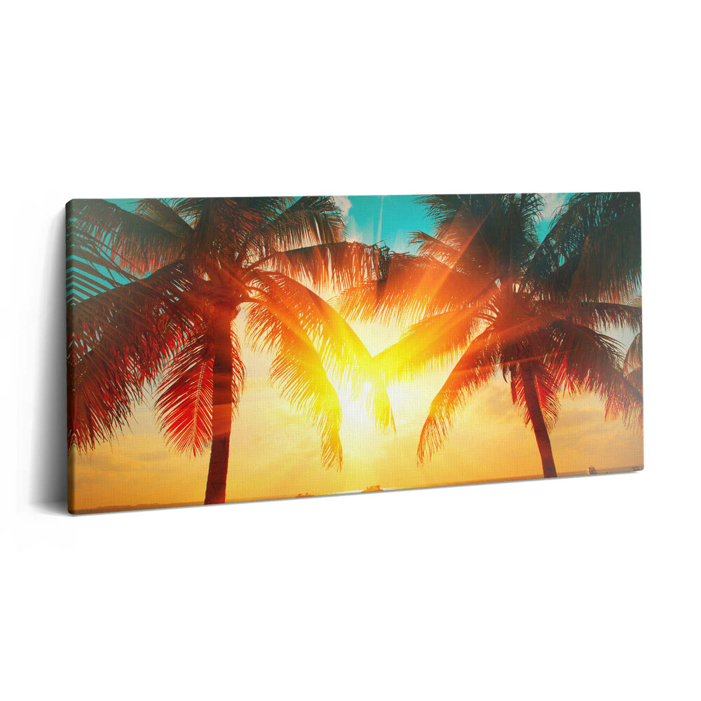 Print pe pânză 140x70 Vedere de vacanță - Palmieri la apus