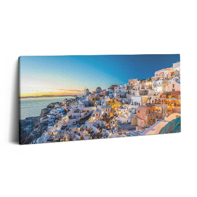 Print pe pânză 140x70 Apus de soare în Santorini