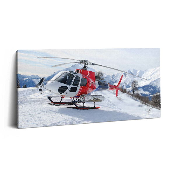 Print pe pânză 140x70 Elicopter pe un munte înzăpezit