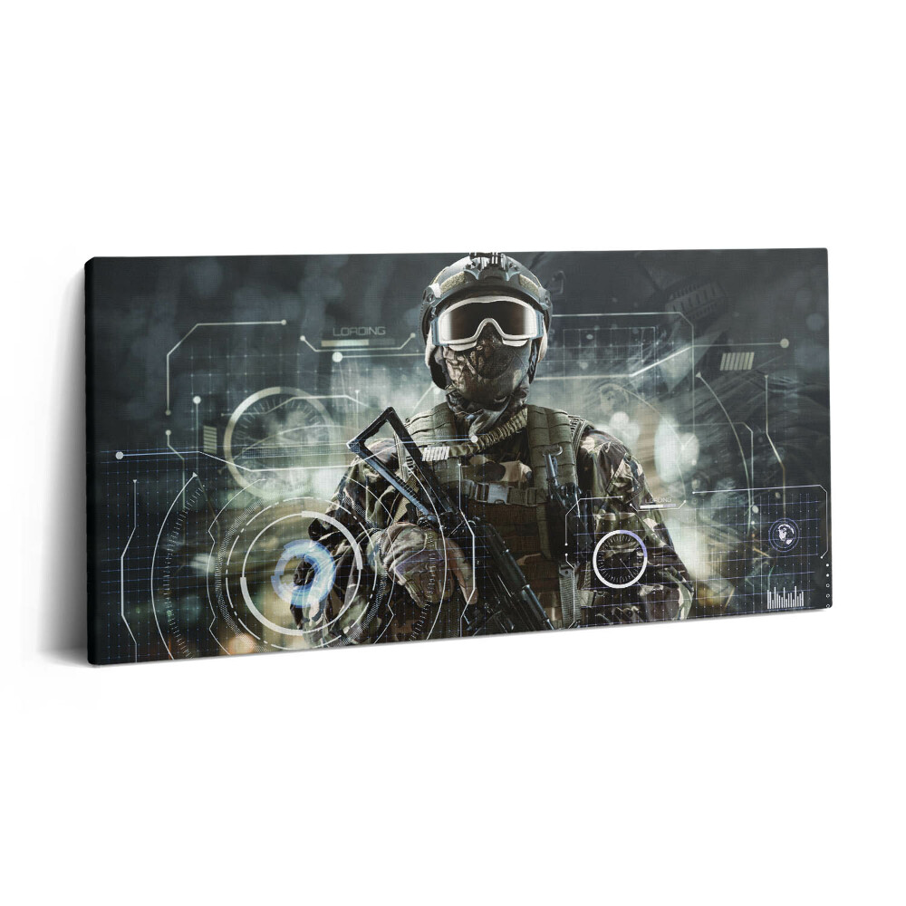 Print pe pânză 140x70 Soldat al forțelor speciale cu o armă