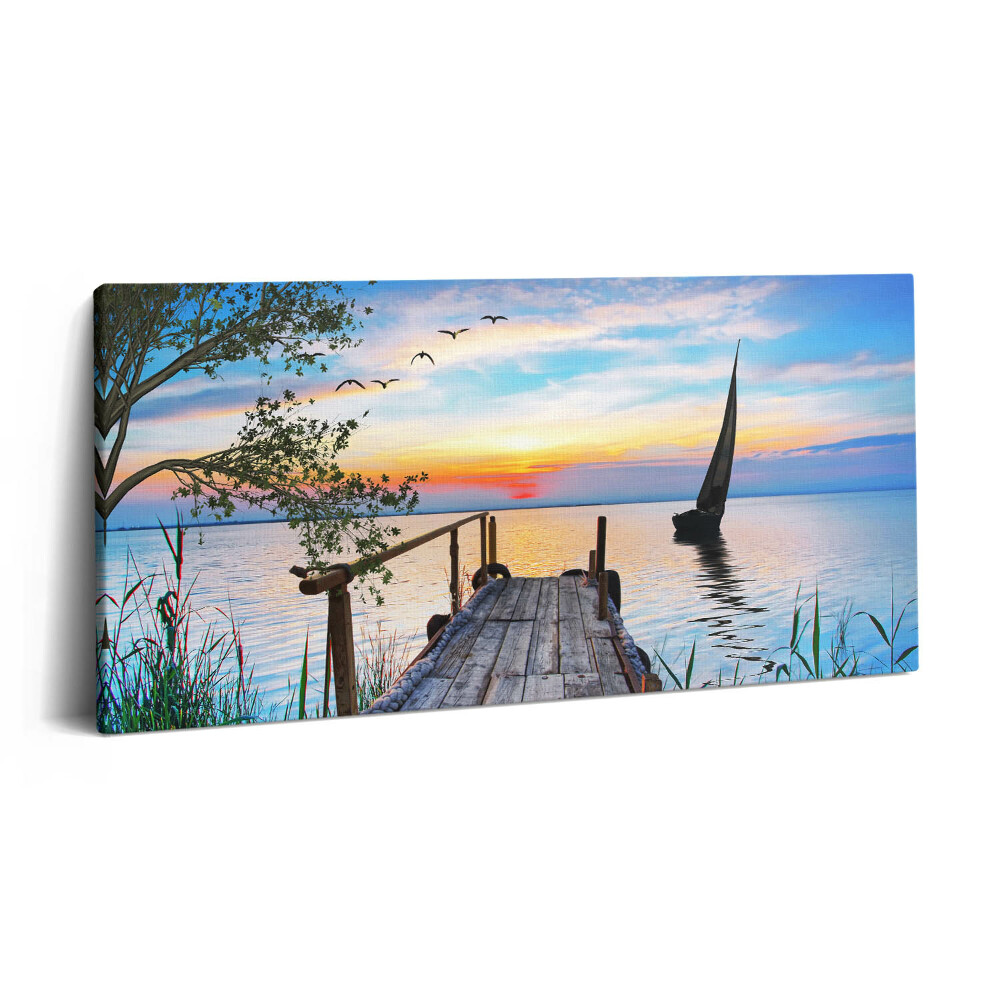 Print pe pânză 140x70 Barcă cu pânze pe lac