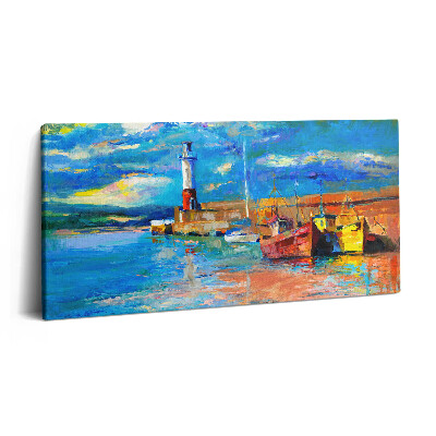 Print pe pânză 140x70 Far și bărci