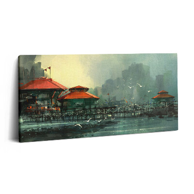 Print pe pânză 140x70 Sat de pescari