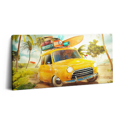 Print pe pânză 140x70 Mașină cu placă de surf