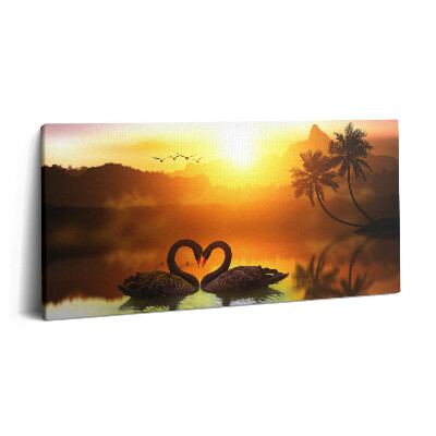 Print pe pânză 140x70 Frumoasă lebădă neagră pe lac