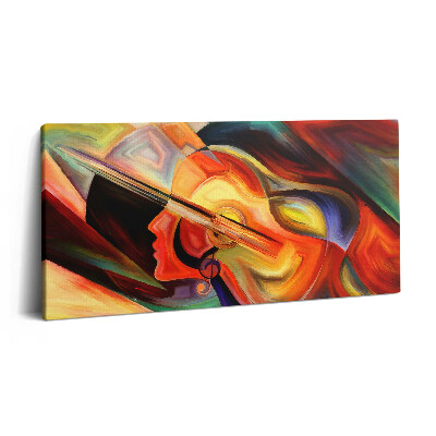 Print pe pânză 140x70 Artă - Cap de femeie pictat abstract