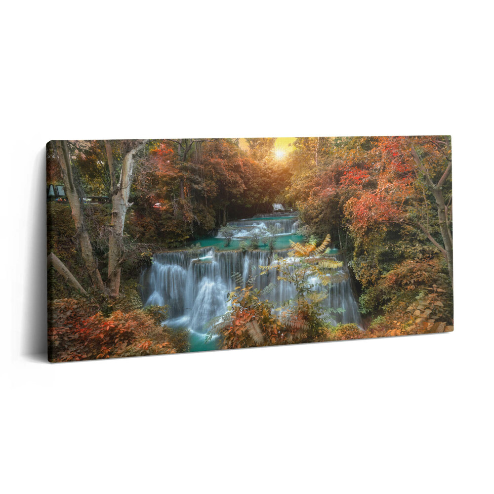 Print pe pânză 140x70 Apus de soare peste cascadă