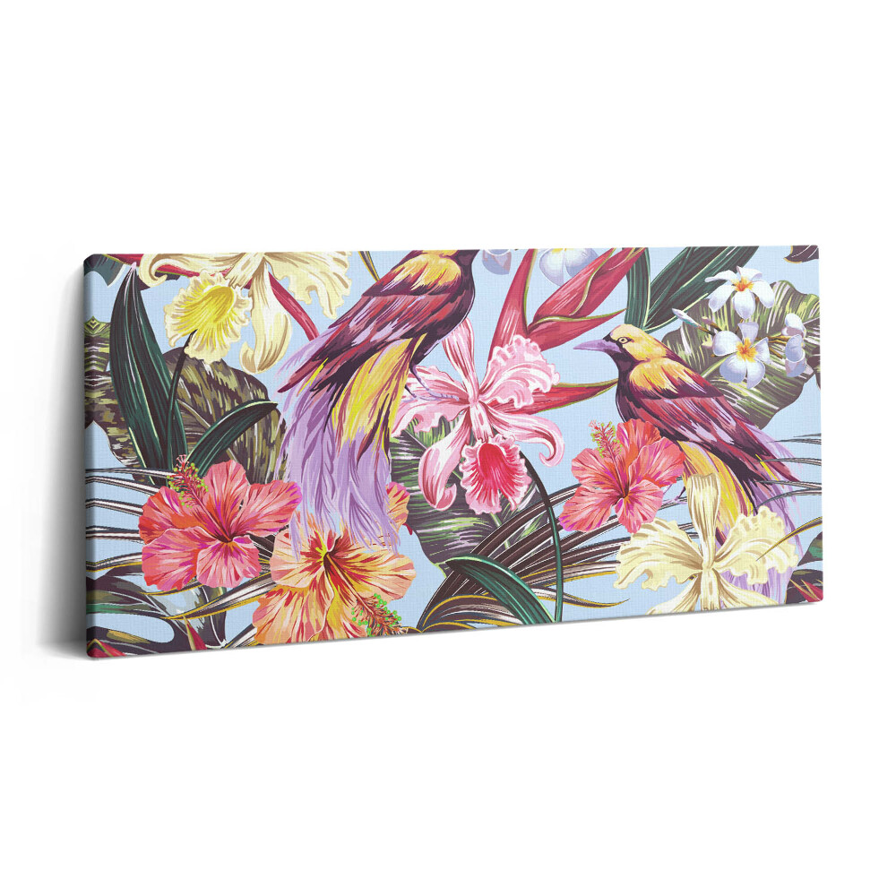 Print pe pânză 140x70 Ilustrație cu păsări pe o ramură