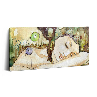 Print pe pânză 140x70 Pictură în acuarelă a unei fete frumoase