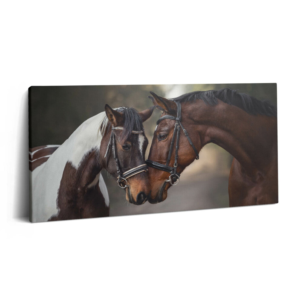 Print pe pânză 140x70 Portret de cai în pădure