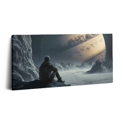 Print pe pânză 140x70 Omul în spațiu și pe planetă