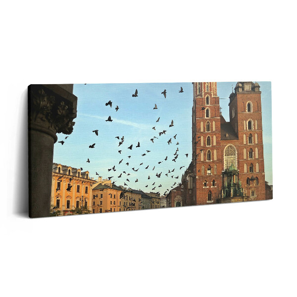 Print pe pânză 140x70 Porumbei în orașul Cracovia