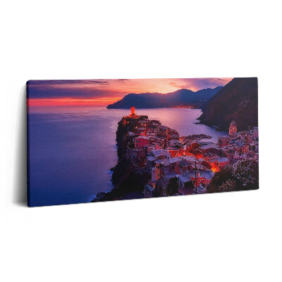 Print pe pânză 140x70 Oraș de la malul mării seara