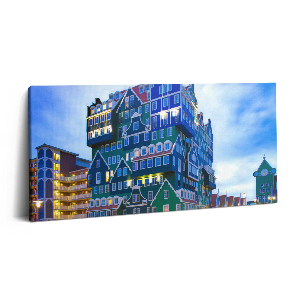 Print pe pânză 140x70 Casă colorată în Amsterdam