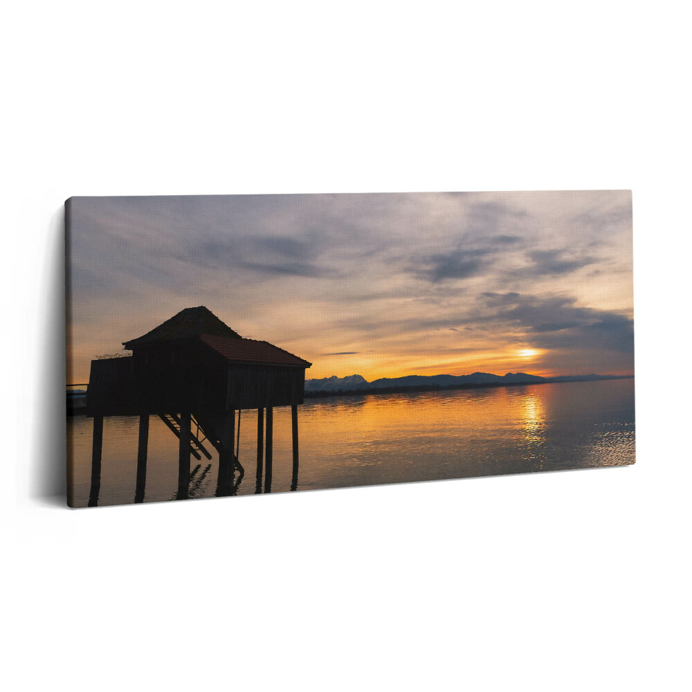 Print pe pânză 140x70 Apus de soare peste Lacul Constanța