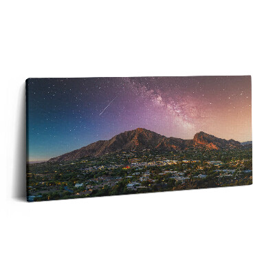 Print pe pânză 140x70 Munți cu o galaxie pe cer