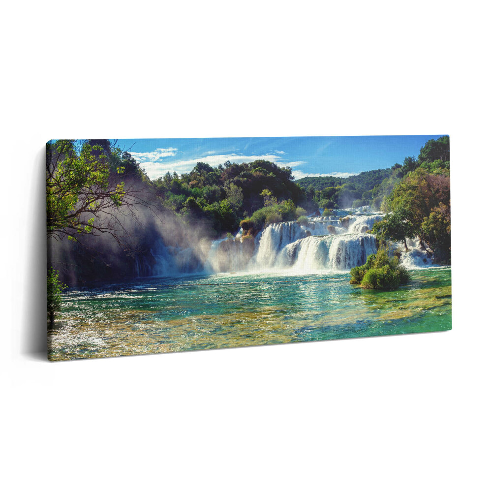 Print pe pânză 140x70 Peisaj forestier și cascadă