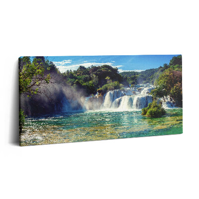 Print pe pânză 140x70 Peisaj forestier și cascadă